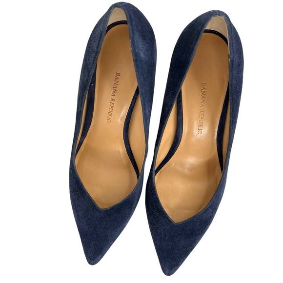 Banana Republic 3 inch Blue Suede Silettos Women's Size 5 1/2 - Picture 7 of 14